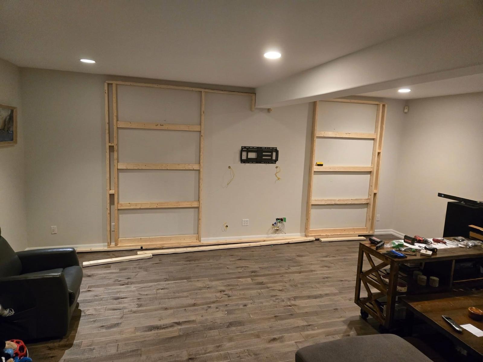 Custom Built-Ins & Media Wall, before